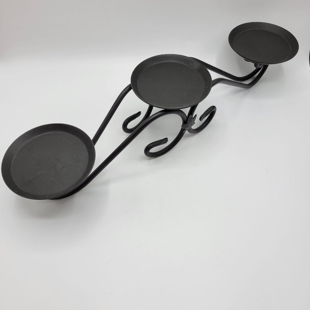 Longaberger Wrought Iron 3 Tier Pillar Candle Holder Maple Leaf Stand